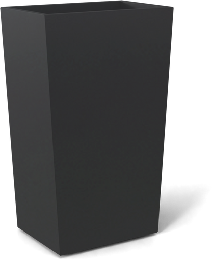 Amsterdam Tapered Rectangular Fiberglass Planter in Matte Charcoal