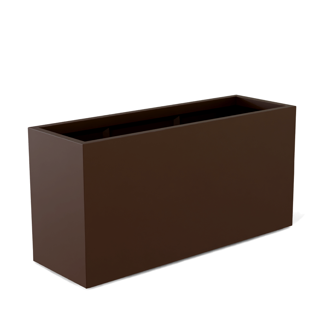 Tolga Rectangular Fiberglass Planter in Matte Dark Brown