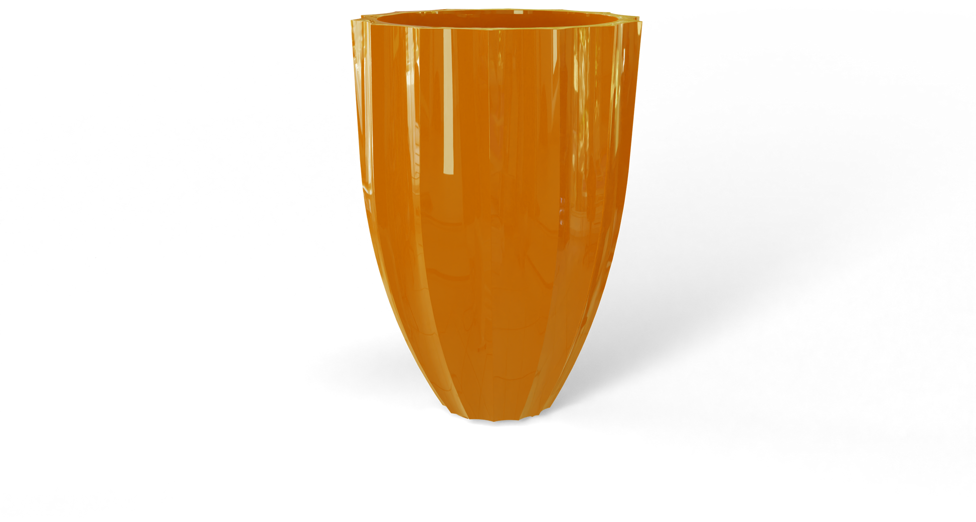 Alicante Round Fiberglass Planter in Gloss Tangerine