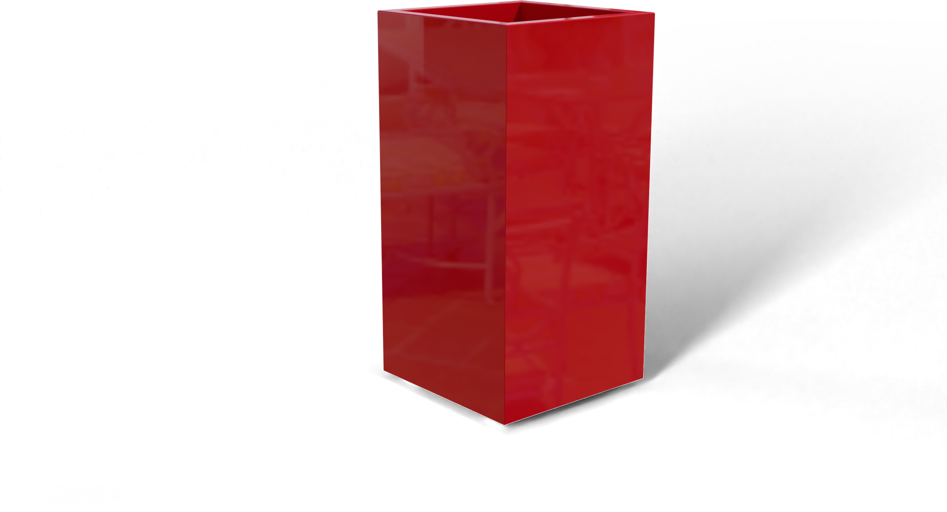 Potsdam Rectangular Fiberglass Planter in Gloss Red