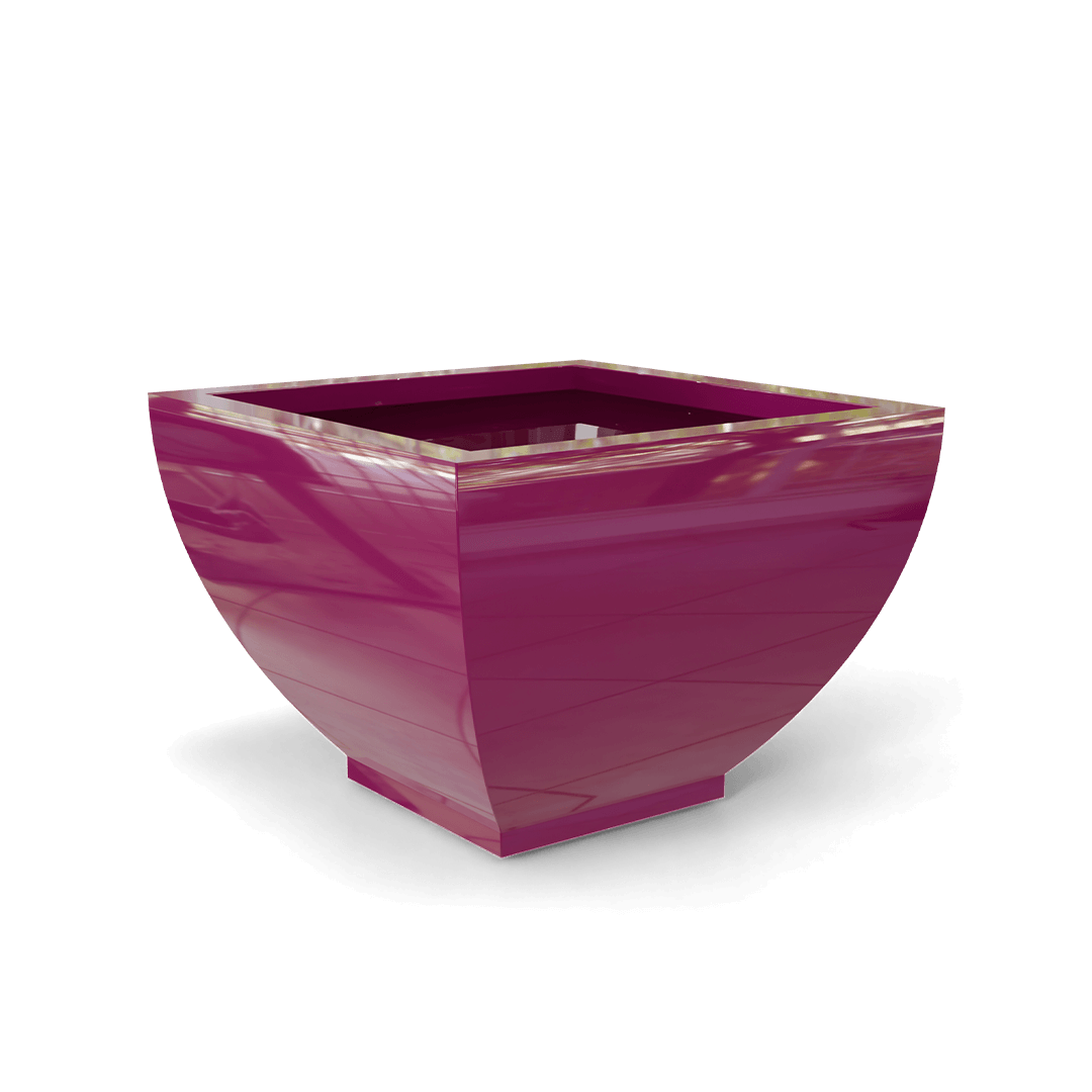 Kathryn Square Fiberglass Planter in Gloss Eggplant