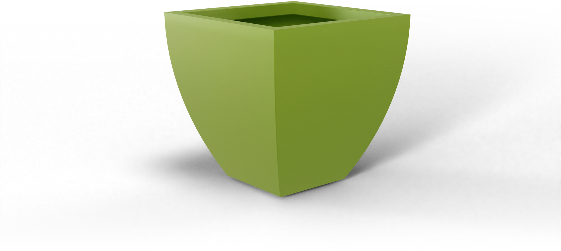 Lima Tapered Square Fiberglass Planter in Satin Green