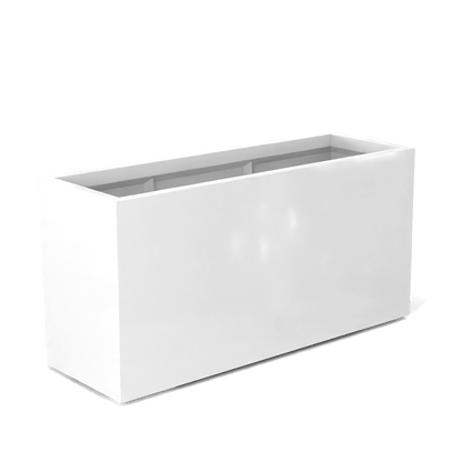 Tolga Rectangular Fiberglass Planter in Gloss Bright White