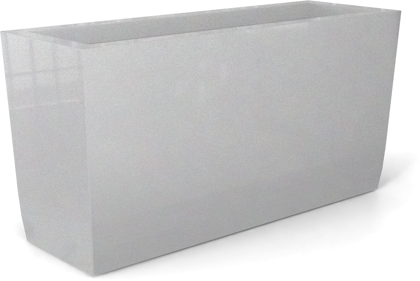 Panama Curved Rectangular Fiberglass Planter in Metallic Silver
