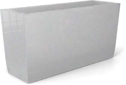 Panama Curved Rectangular Fiberglass Planter in Metallic Silver