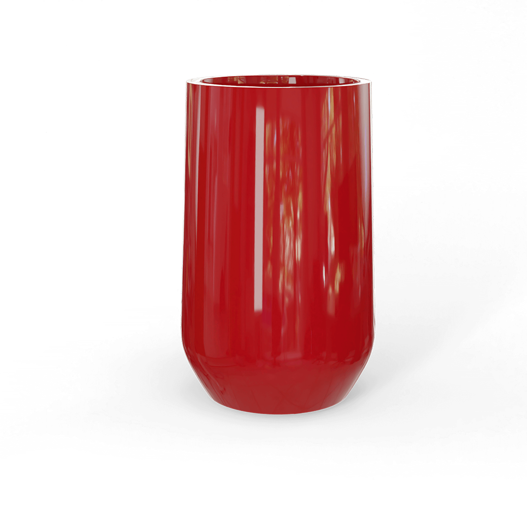 Hayden Round Fiberglass Planter in Gloss Red