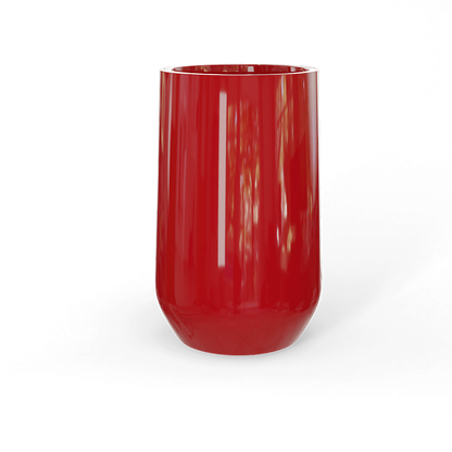 Hayden Round Fiberglass Planter in Gloss Red