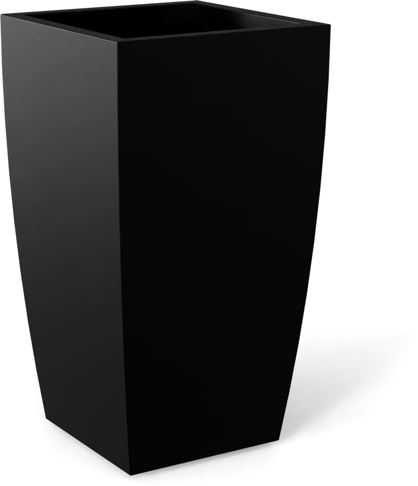 Toulan Tall Tapered Square Fiberglass Planter in Matte Black