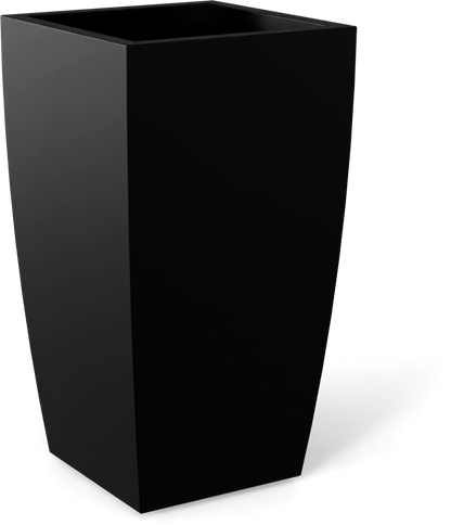 Toulan Tall Tapered Square Fiberglass Planter in Matte Black