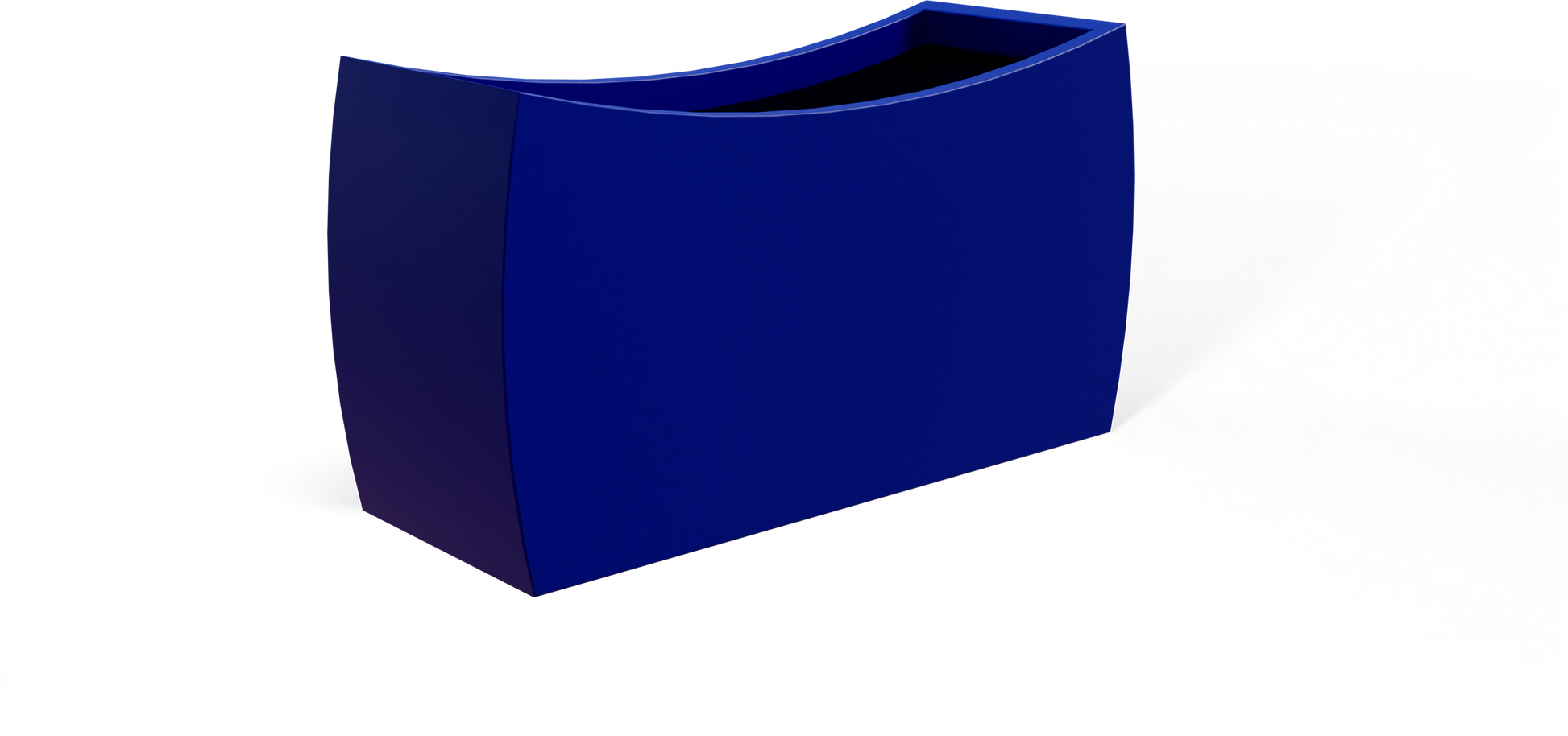 Seoul Curved Rectangular Fiberglass Planter in Matte Cobalt Blue