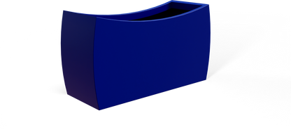Seoul Curved Rectangular Fiberglass Planter in Matte Cobalt Blue
