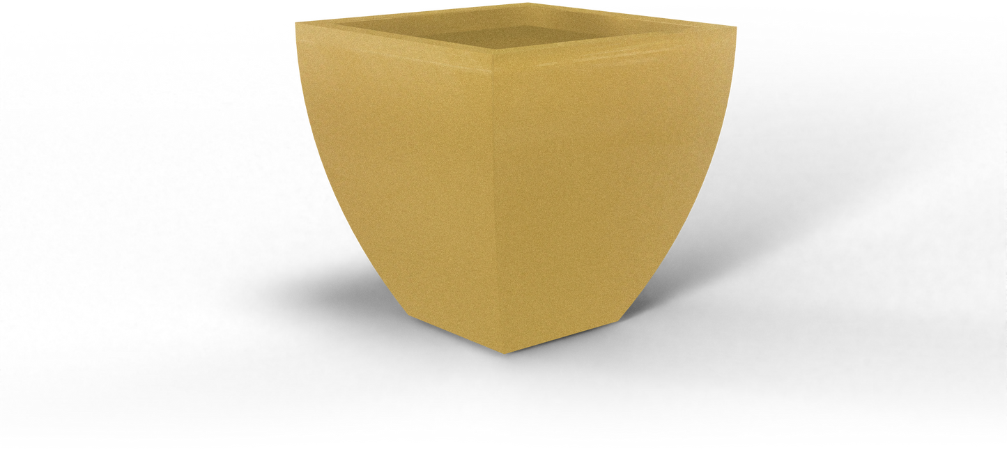 Lima Tapered Square Fiberglass Planter in Gloss Metallic Gold