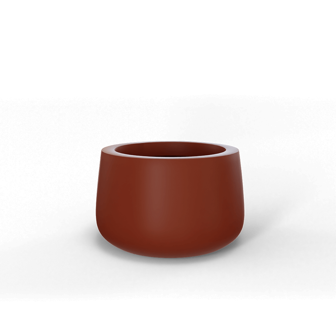 Short Hayden Round Fiberglass Planter in Matte Terra Cotta