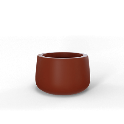 Short Hayden Round Fiberglass Planter in Matte Terra Cotta