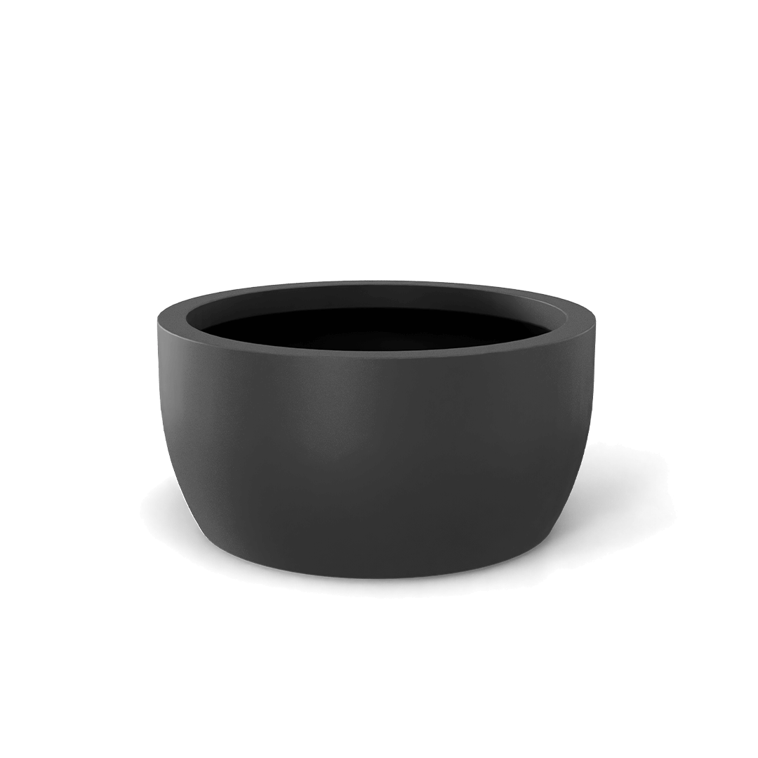 Casablanca Round Fiberglass Planter in Matte Gunmetal