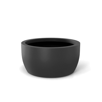 Casablanca Round Fiberglass Planter in Matte Gunmetal