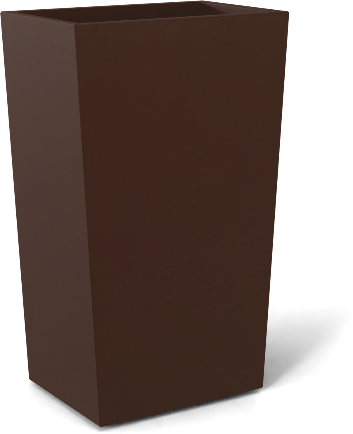 Amsterdam Tapered Rectangular Fiberglass Planter in Matte Dark Brown