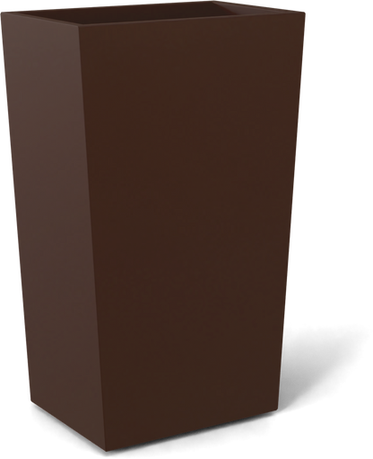 Amsterdam Tapered Rectangular Fiberglass Planter in Matte Dark Brown