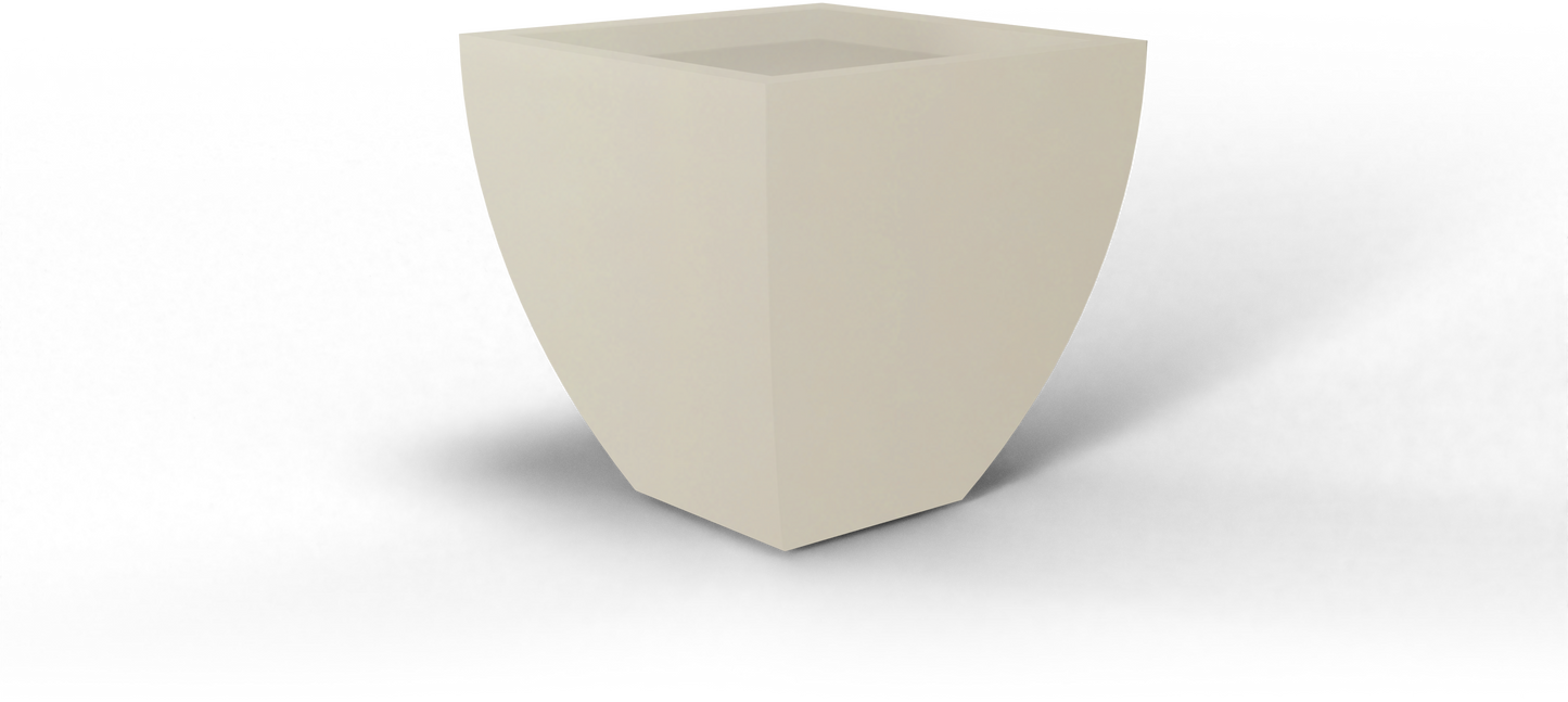 Lima Tapered Square Fiberglass Planter in Satin Beige