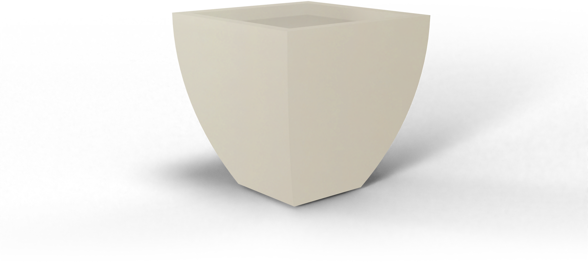 Lima Tapered Square Fiberglass Planter in Satin Beige