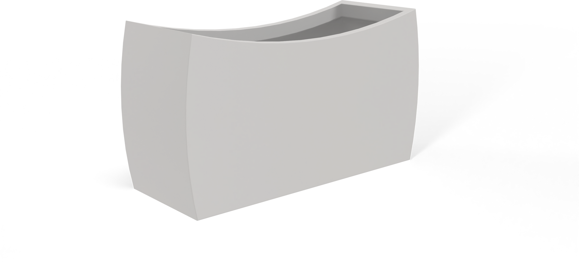 Seoul Curved Rectangular Fiberglass Planter in Matte Cement Grey