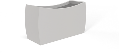 Seoul Curved Rectangular Fiberglass Planter in Matte Cement Grey