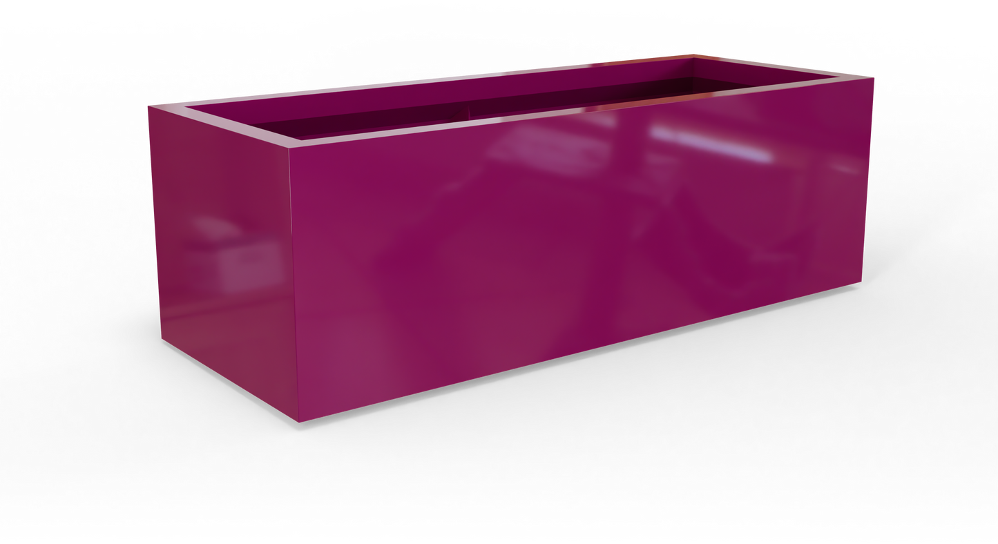 Cuba Rectangular Fiberglass Planter in Gloss Eggplant