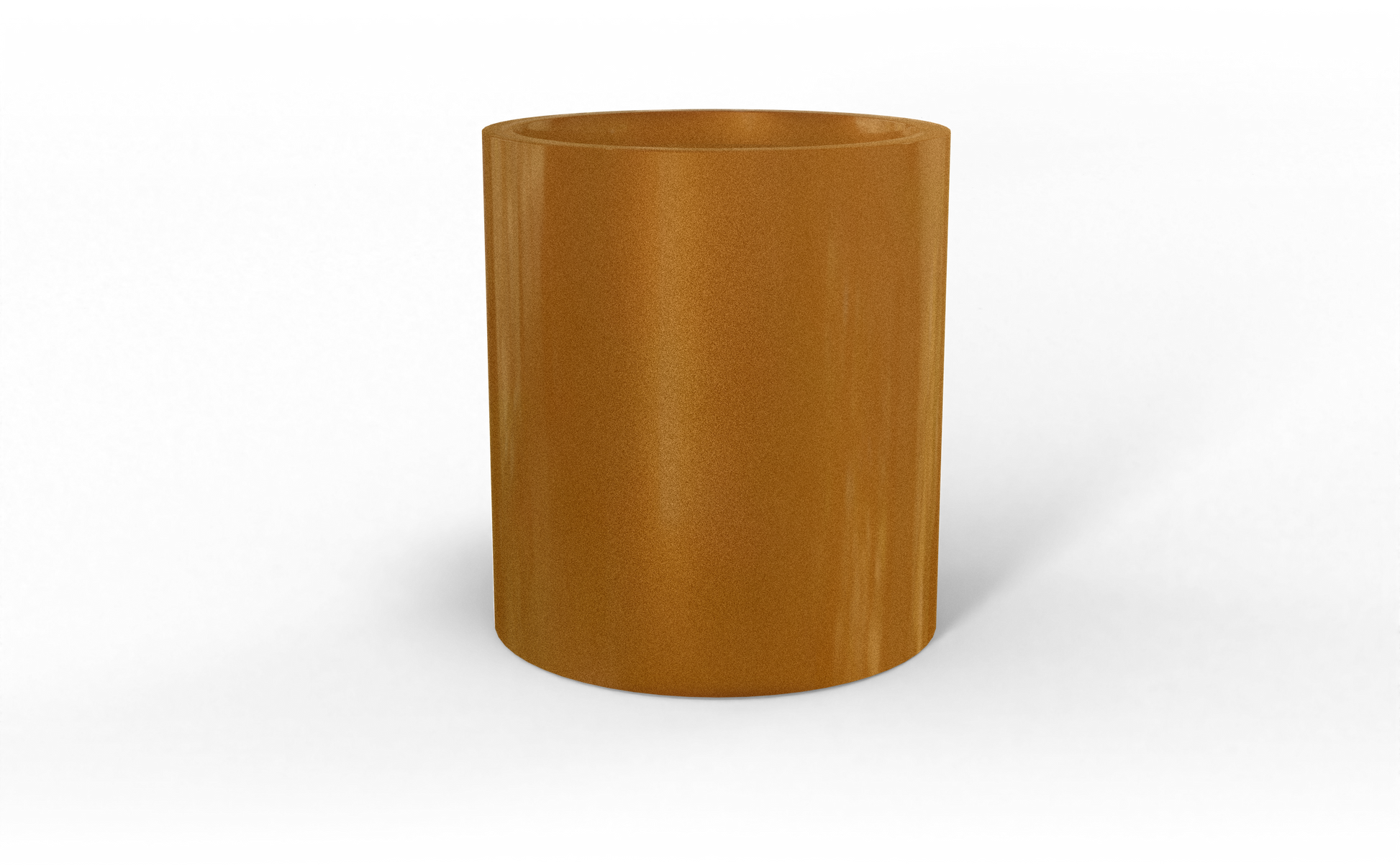 Rio Grande Round Fiberglass Planter in Metallic Bronze