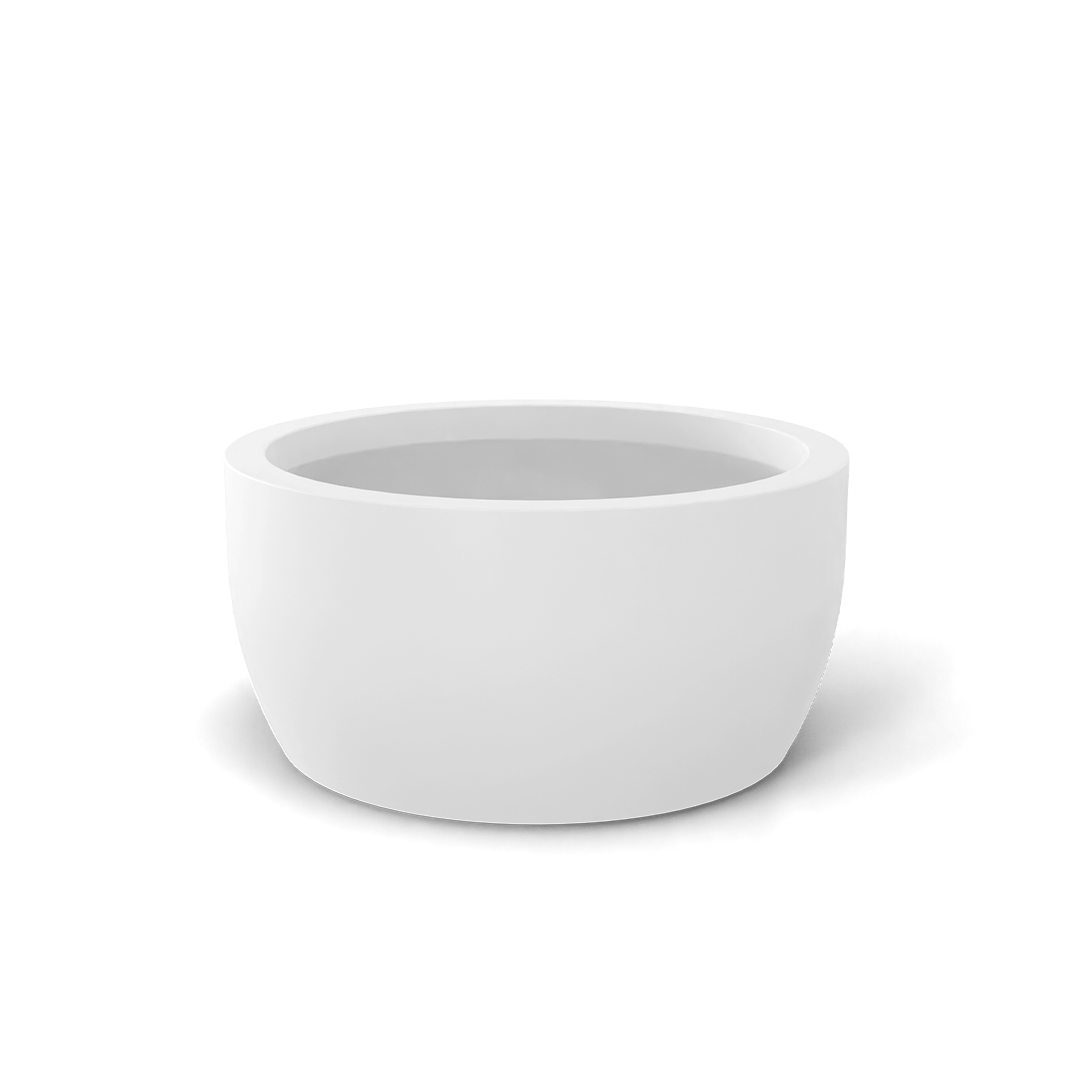 Casablanca Round Fiberglass Planter in Matte Bright White