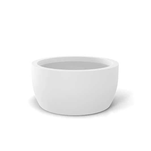 Casablanca Round Fiberglass Planter in Matte Bright White