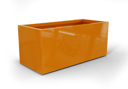Badalona Rectangular Fiberglass Planter in Gloss Tangerine
