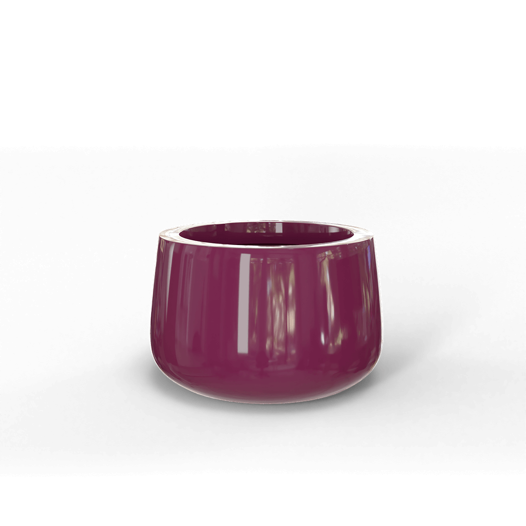 Short Hayden Round Fiberglass Planter in Gloss Eggplant