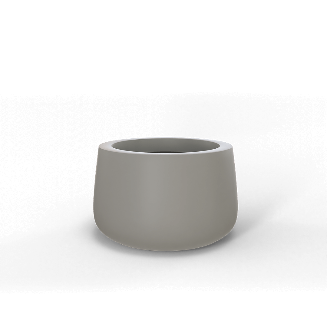 Short Hayden Round Fiberglass Planter in Matte Cement Grey