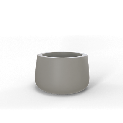 Short Hayden Round Fiberglass Planter in Matte Cement Grey