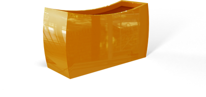 Seoul Curved Rectangular Fiberglass Planter in Gloss Tangerine