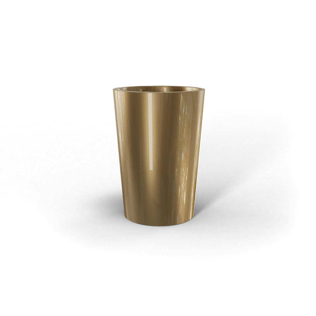 Tegel Round Fiberglass Planter in Gloss Metallic Gold