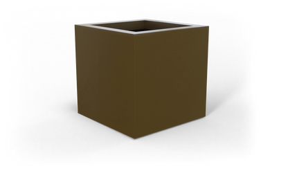 Montroy Cube Fiberglass Planter in Matte Bronze