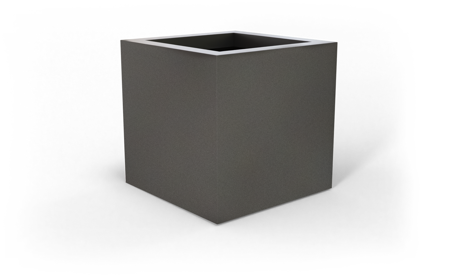 Montroy Cube Fiberglass Planter in Matte Gunmetal