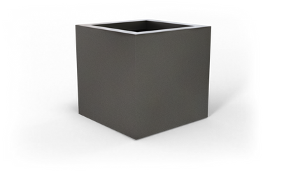 Montroy Cube Fiberglass Planter in Matte Gunmetal