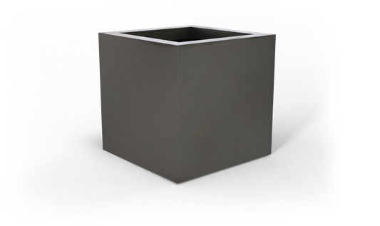 Montroy Cube Fiberglass Planter in Matte Gunmetal