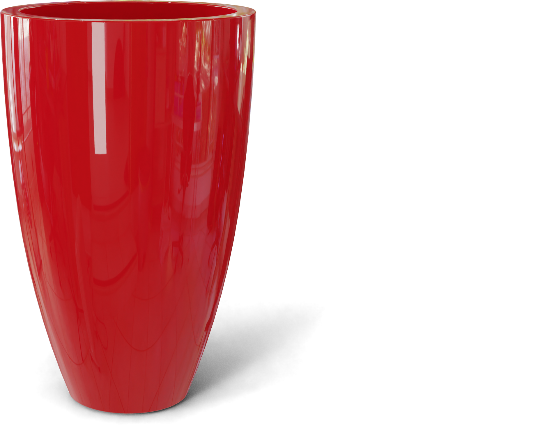Brannan Round Fiberglass Planter in Gloss Red