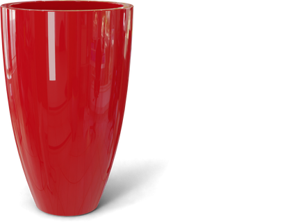 Brannan Round Fiberglass Planter in Gloss Red