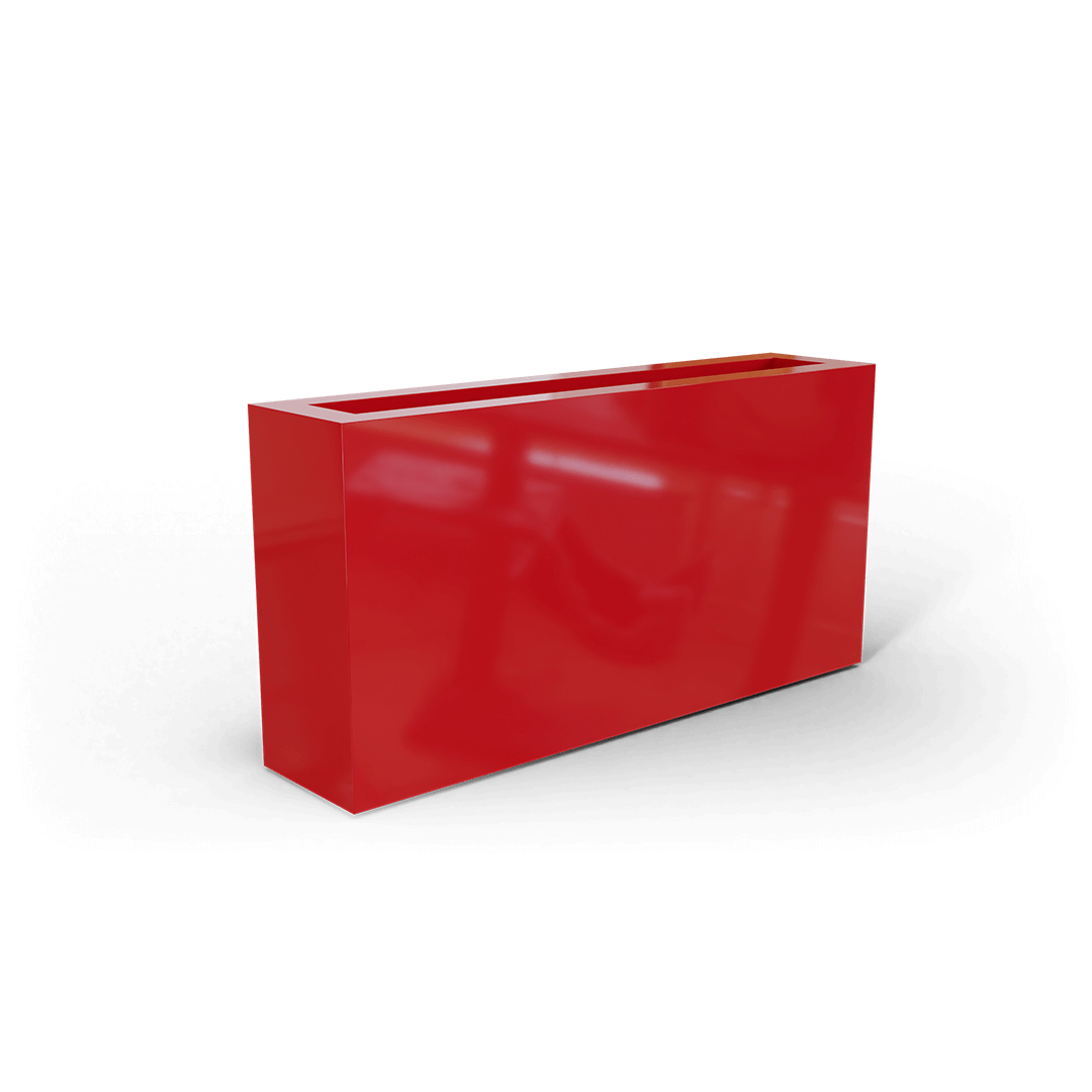 Camoux Rectangular Fiberglass Planter in Gloss Red