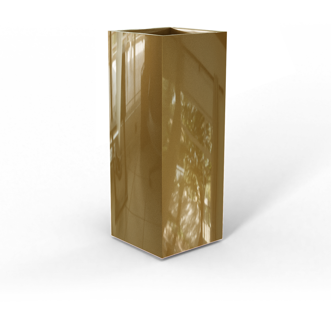 Perth Rectangular Fiberglass Planter in Gloss Metallic Gold