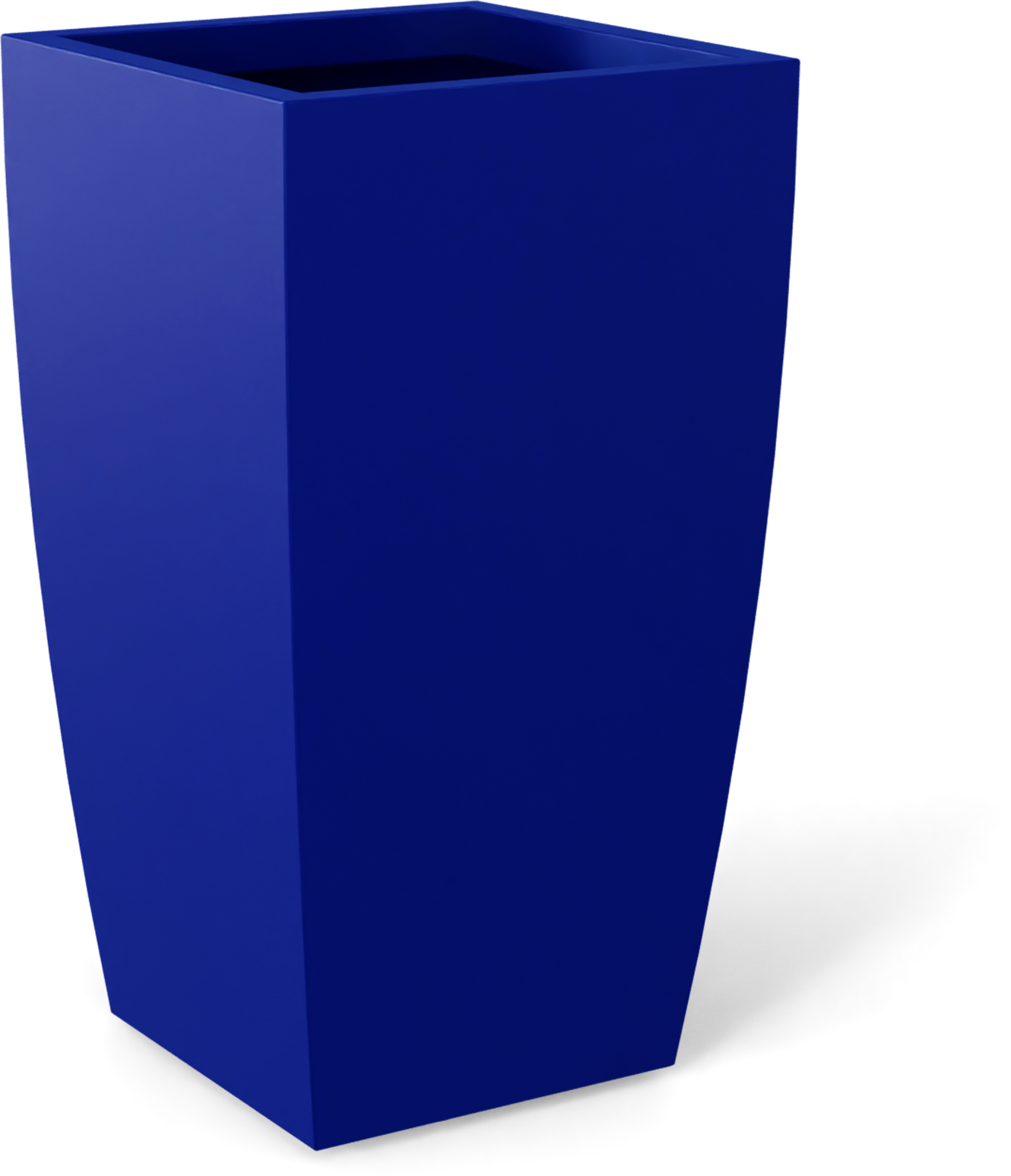 Toulan Tall Tapered Square Fiberglass Planter in Matte Cobalt Blue