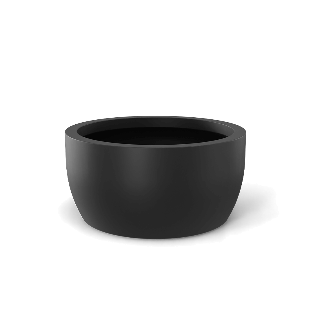Casablanca Round Fiberglass Planter in Matte Charcoal