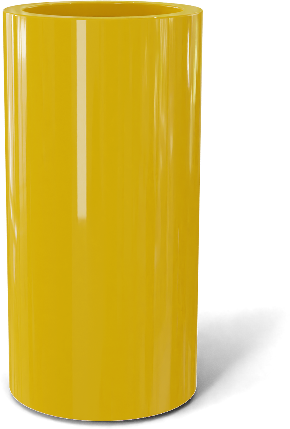 Corry Round Fiberglass Planter in Gloss Saffron