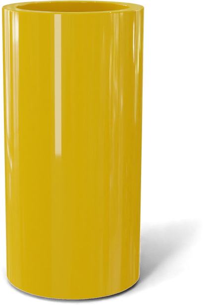 Corry Round Fiberglass Planter in Gloss Saffron