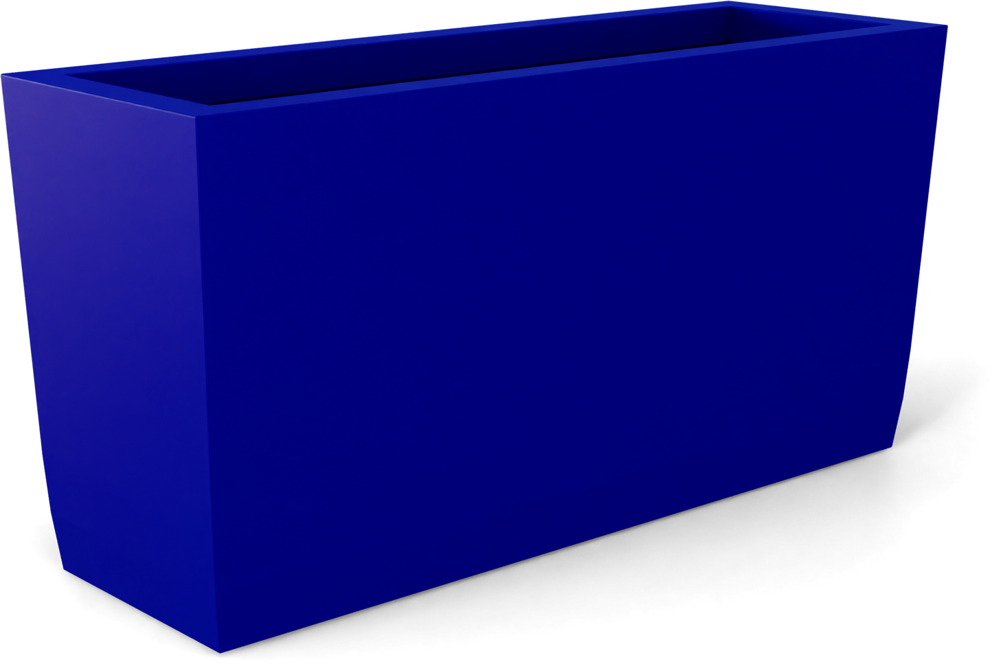 Panama Curved Rectangular Fiberglass Planter in Matte Cobalt Blue
