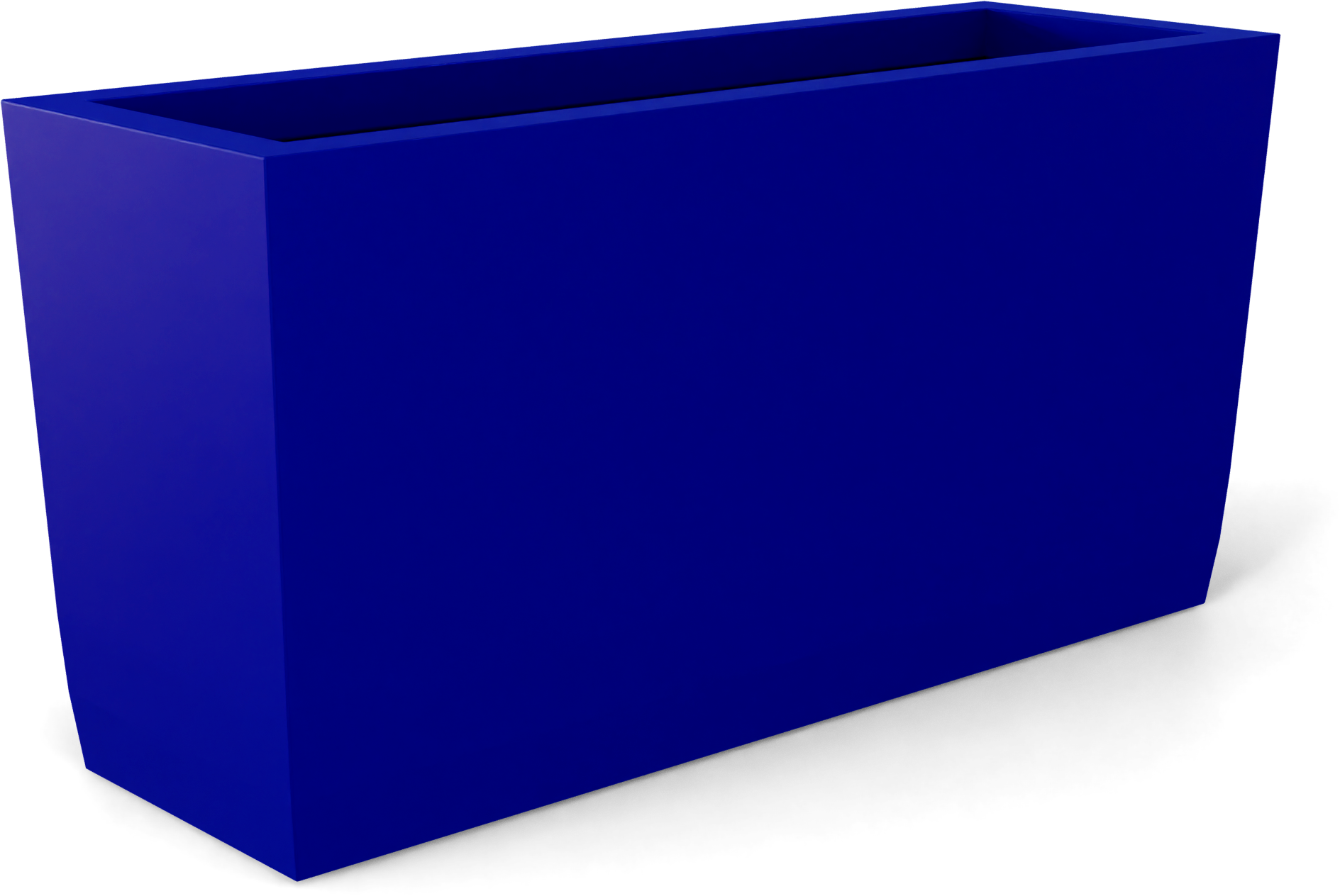 Panama Curved Rectangular Fiberglass Planter in Matte Cobalt Blue